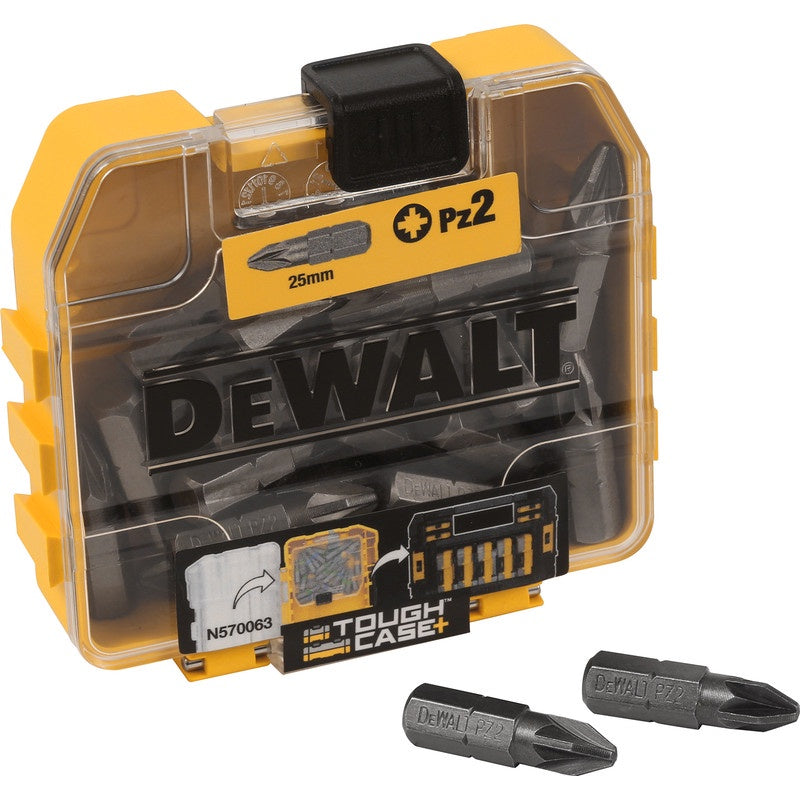 DEWALT 6.35MM 25MM HEX SHANK PZ2 PZ SCREWDRIVER BIT BOX 25 PACK