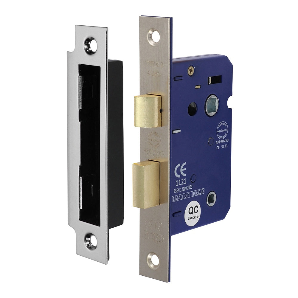 BATHROOM LOCK - SATIN NICKEL 65MM